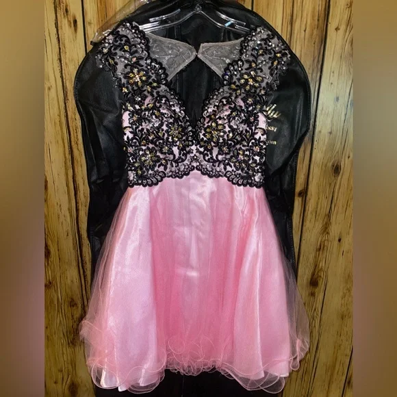 Tony Bowls Pink Tulle Beaded Lace Prom Dress Size 0 Sweet 16 & Special Occasion - Picture 3 of 7